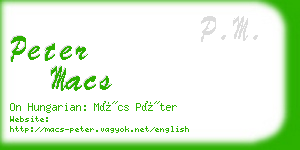 peter macs business card